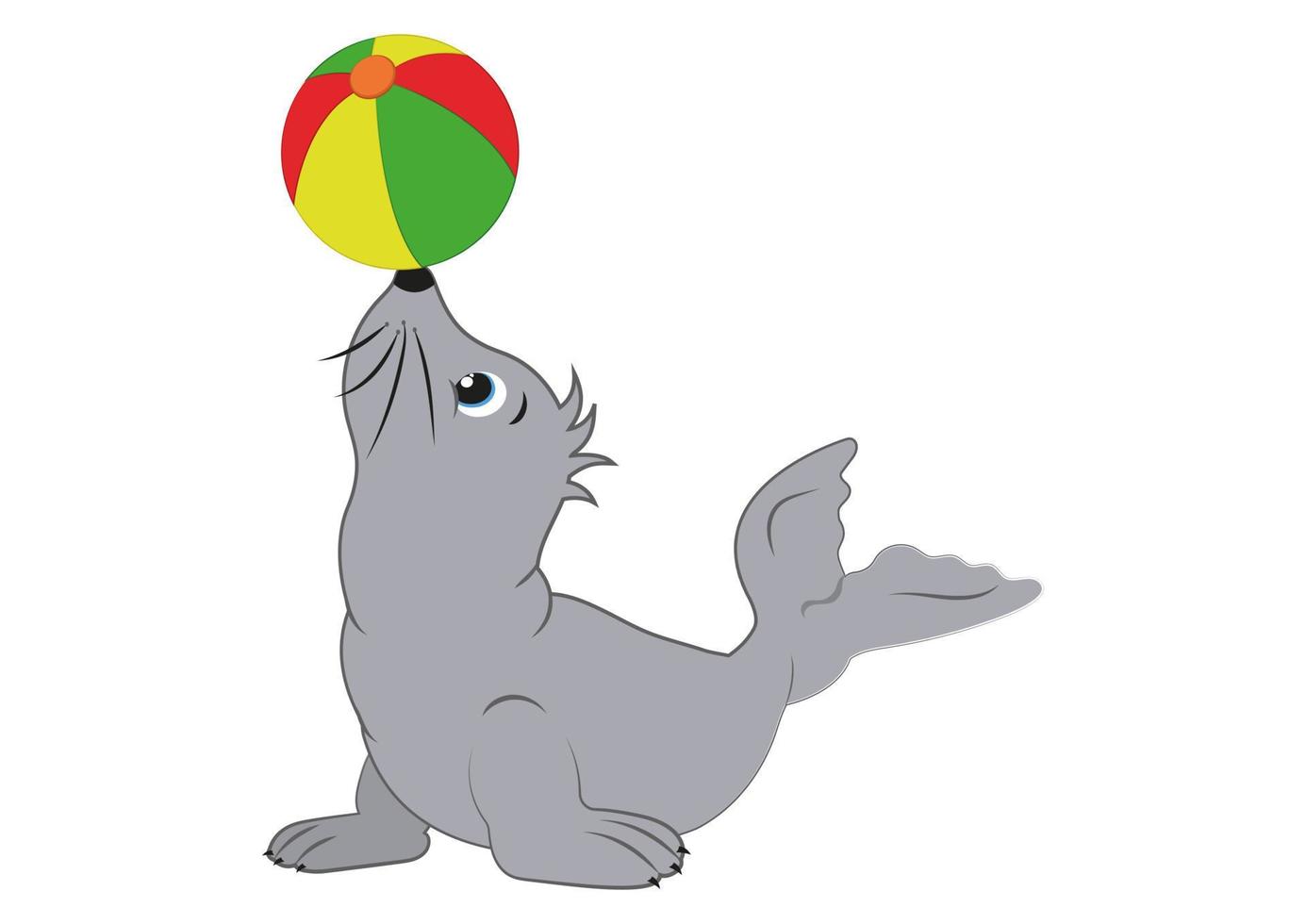 Cartoon seal who plays with the beach ball. Vector seal, Beach Ball