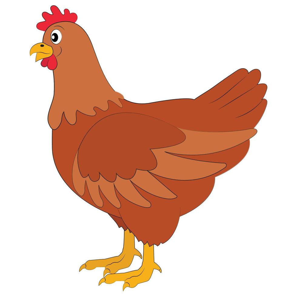 Cartoon Vector Chicken On White Background. Vector Hen