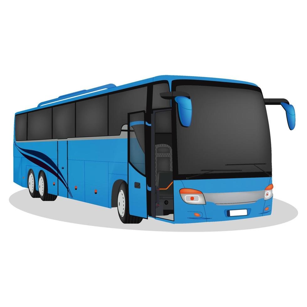 Travel Transport Blue Bus. Tourist Bus Vector