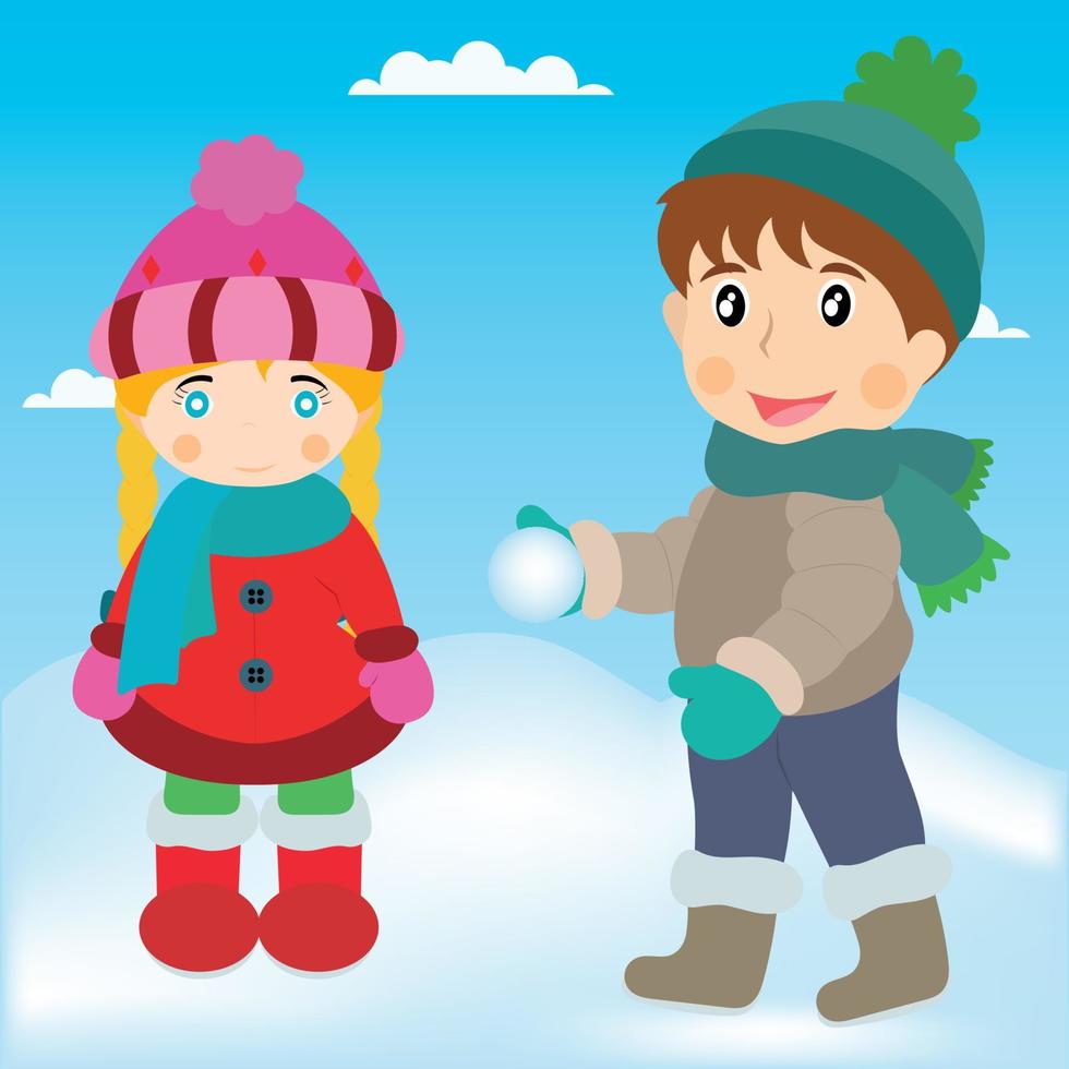 Children play in the snow vector
