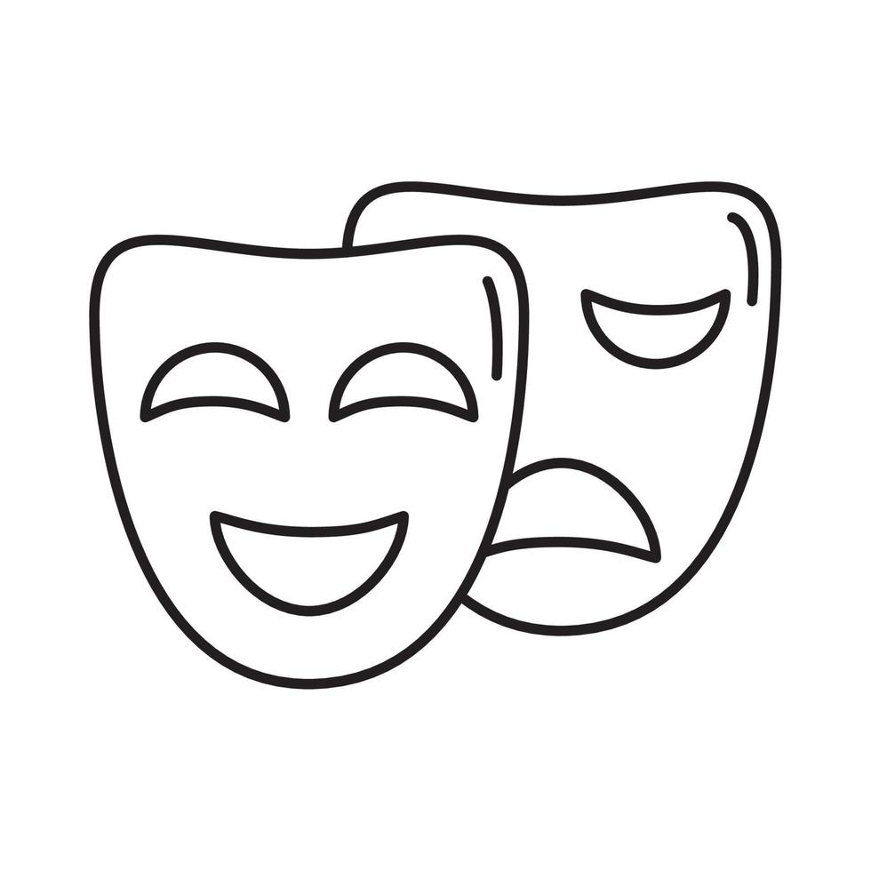 alzheimer disease, face masks happy and sad expression, decrease in mental human ability line style icon vector