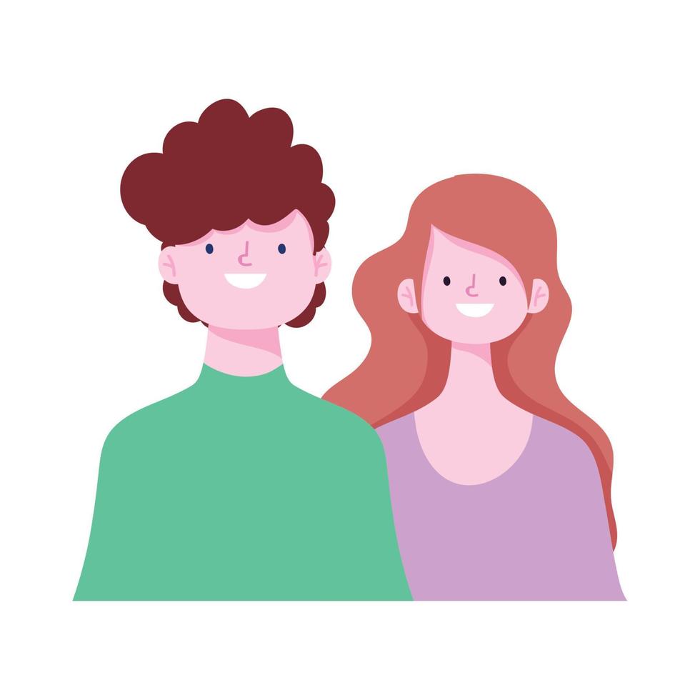 young couple cartoon character isolated icon design white background vector