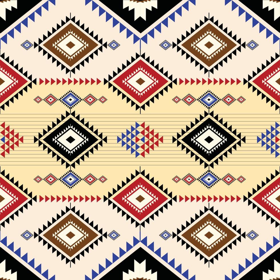 Ethnic geometric abstract seamless pattern. Native American Navajo, Aztec, mexican style designed for background, wallpaper, print, wrapping, sarong, tile. vector illustration. Embroidery tribal style