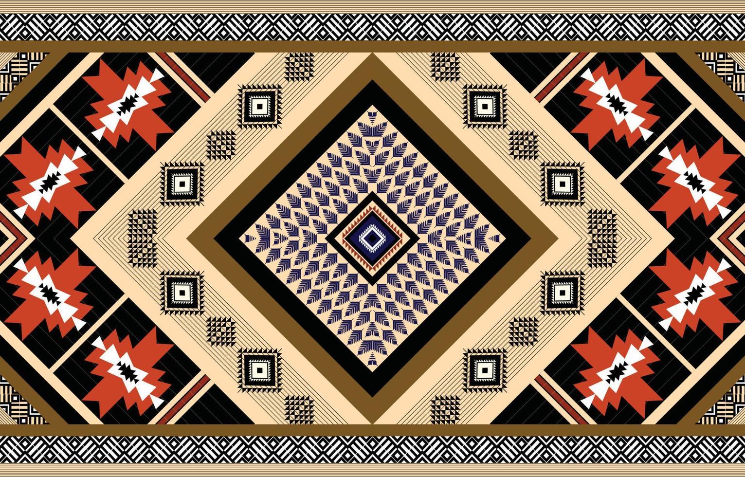 patrón étnico geométrico colorido. oriental, occidental, azteca, tribal tradicional. patrón sin costuras tela, azulejo, fondo, alfombra, papel pintado, ropa, sarong, envoltura, batik, tela, patrón vectorial. vector