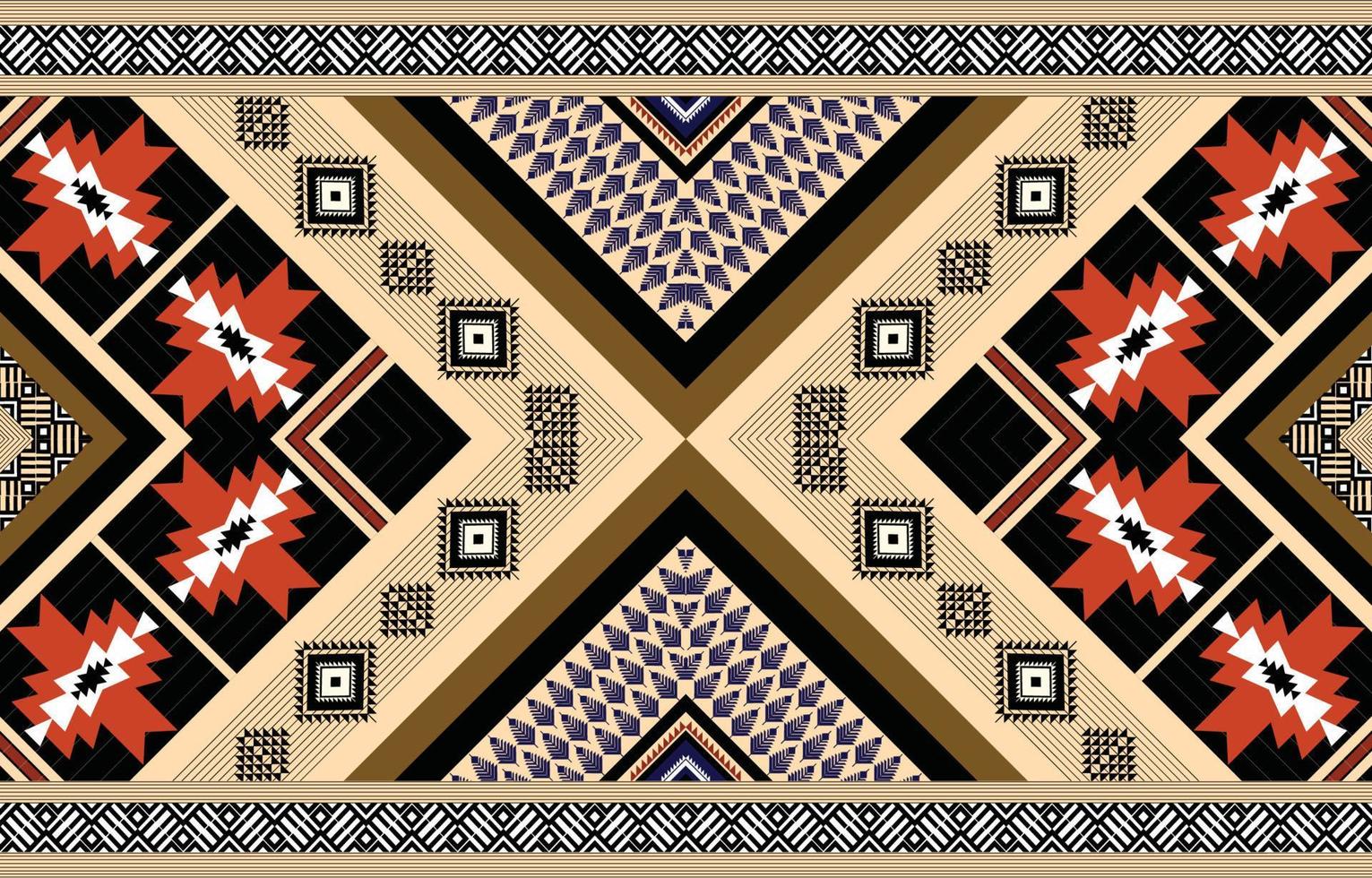 patrón étnico geométrico colorido. oriental, occidental, azteca, tribal tradicional. patrón sin costuras tela, azulejo, fondo, alfombra, papel pintado, ropa, sarong, envoltura, batik, tela, patrón vectorial. vector