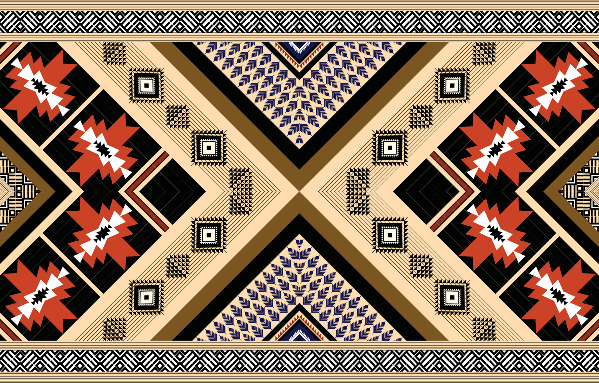 Colorful geometric ethnic pattern. Oriental, western, aztec, tribal