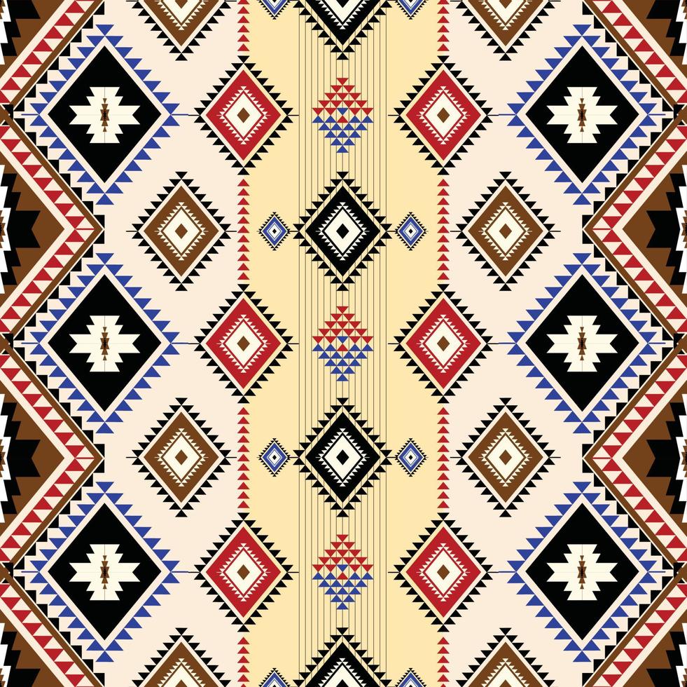 Ethnic geometric abstract seamless pattern. Native American Navajo, Aztec, mexican style designed for background, wallpaper, print, wrapping, sarong, tile. vector illustration. Embroidery tribal style