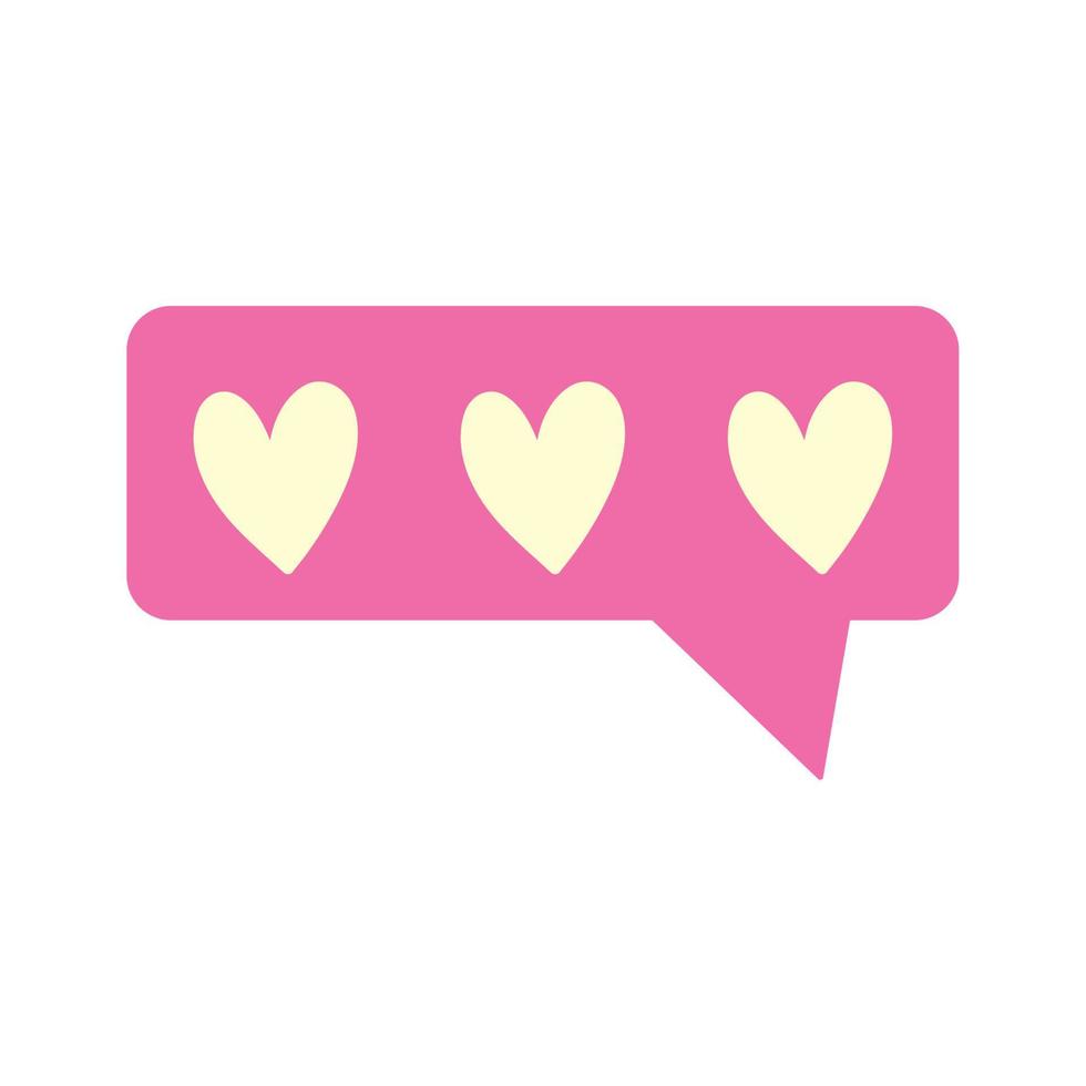 discurso burbuja amor corazón chat aislado icono diseño blanco fondo vector