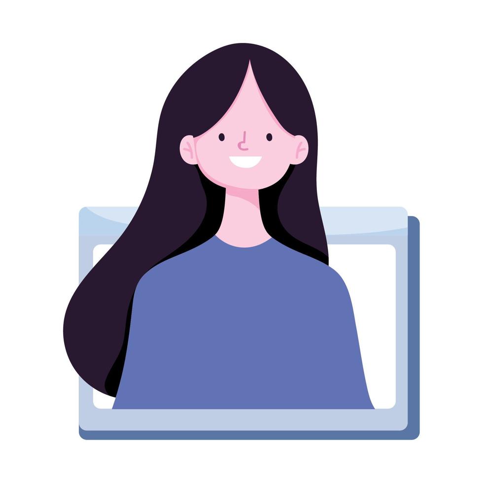 young woman video online training isolated icon design white background vector
