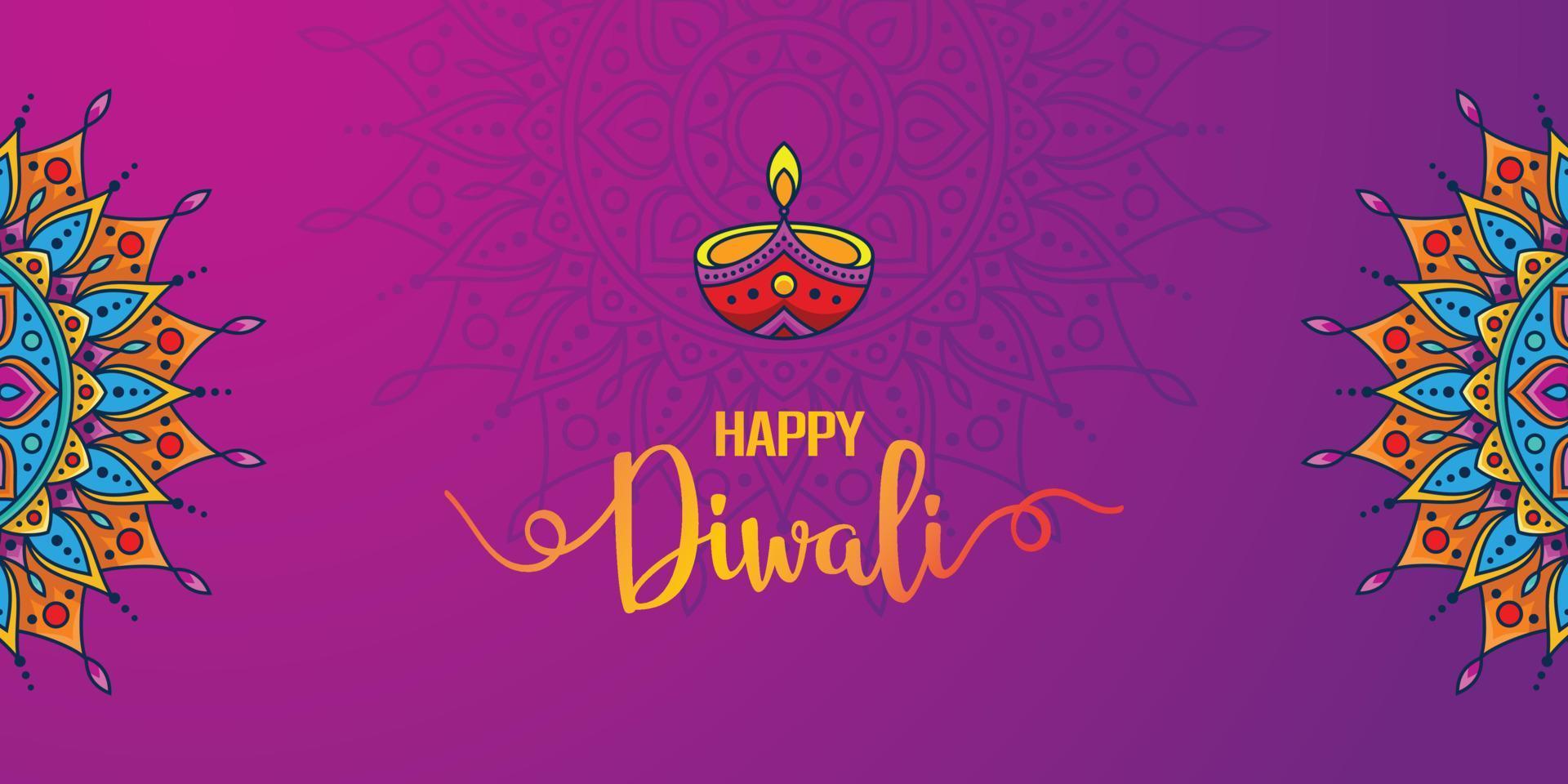 feliz diwali ilustración vectorial festivo diwali y deepawali el festival indio de luces sobre fondo de color vector