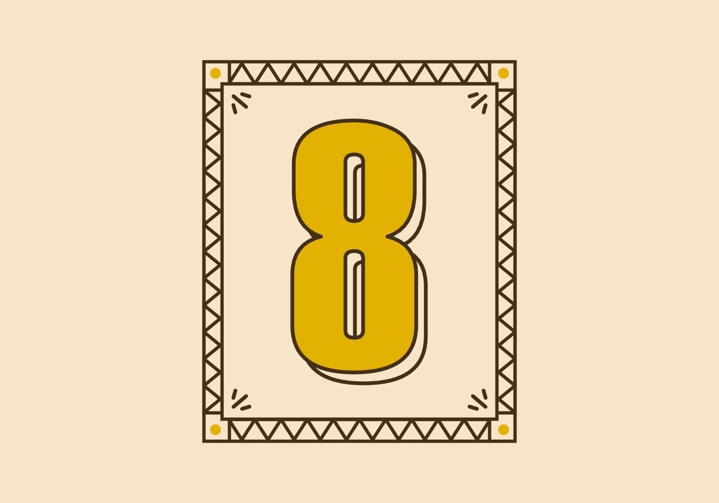 Vintage rectangle frame with number 8 on it vector