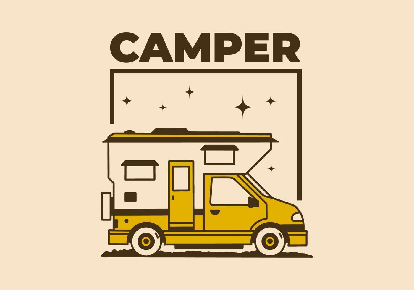 Vintage art illustration of a camper van vector