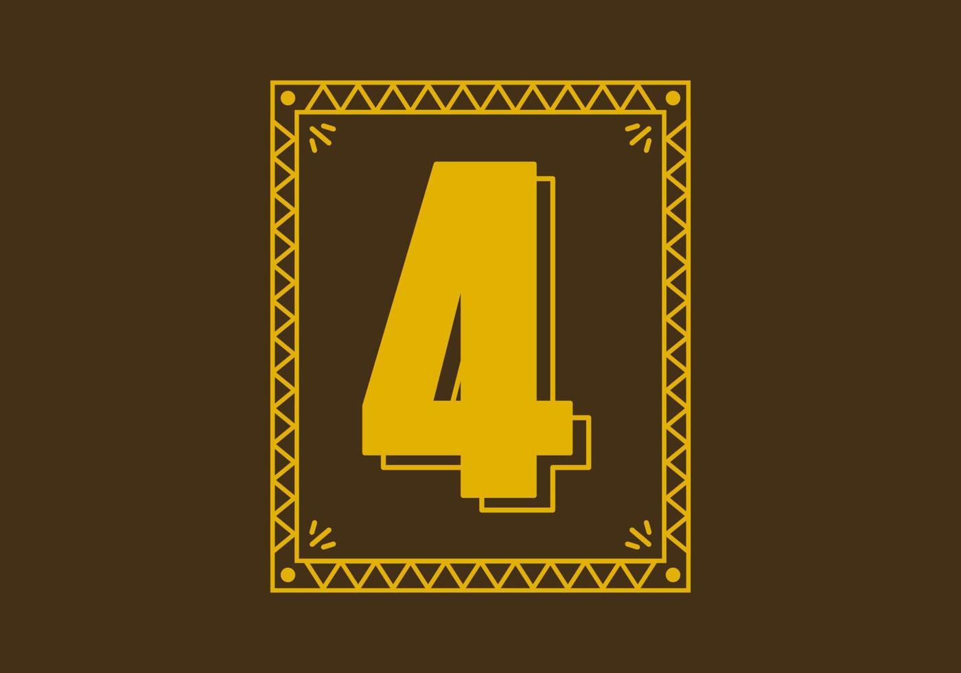 número 4 en marco de rectángulo retro vector