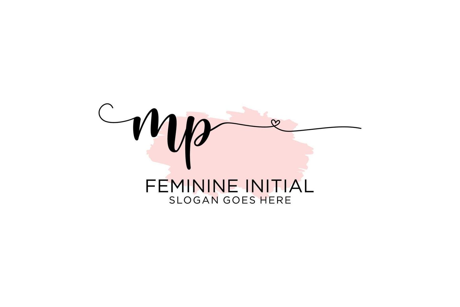 Initial MP beauty monogram and elegant logo design handwriting logo of initial signature, wedding, fashion, floral and botanical with creative template. vector