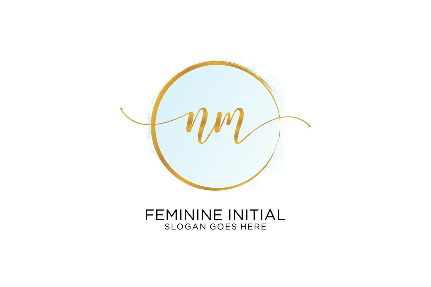 Initial NM handwriting logo with circle template vector signature, wedding, fashion, floral and botanical with creative template.