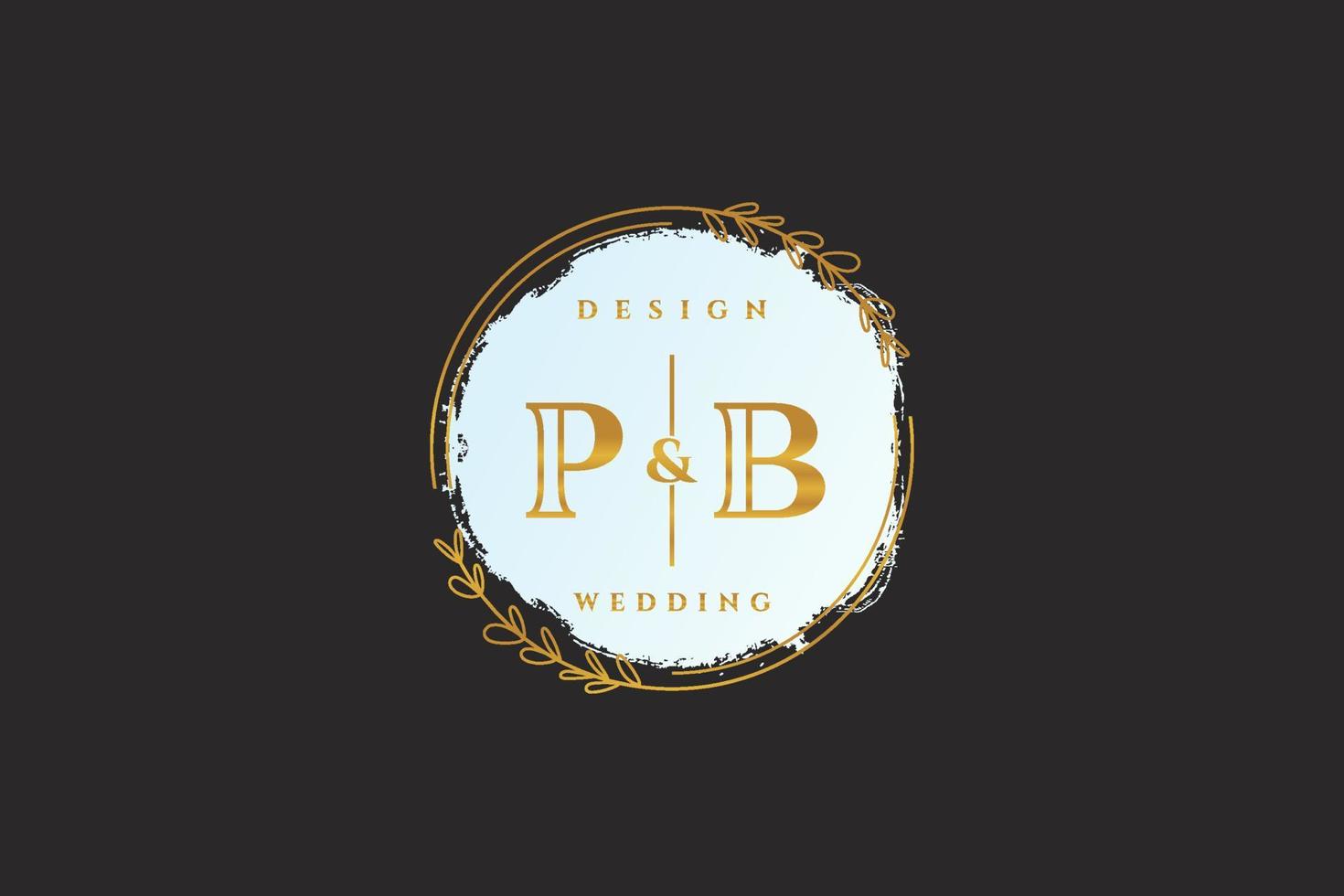 Initial PB beauty monogram and elegant logo design handwriting logo of initial signature, wedding, fashion, floral and botanical with creative template. vector