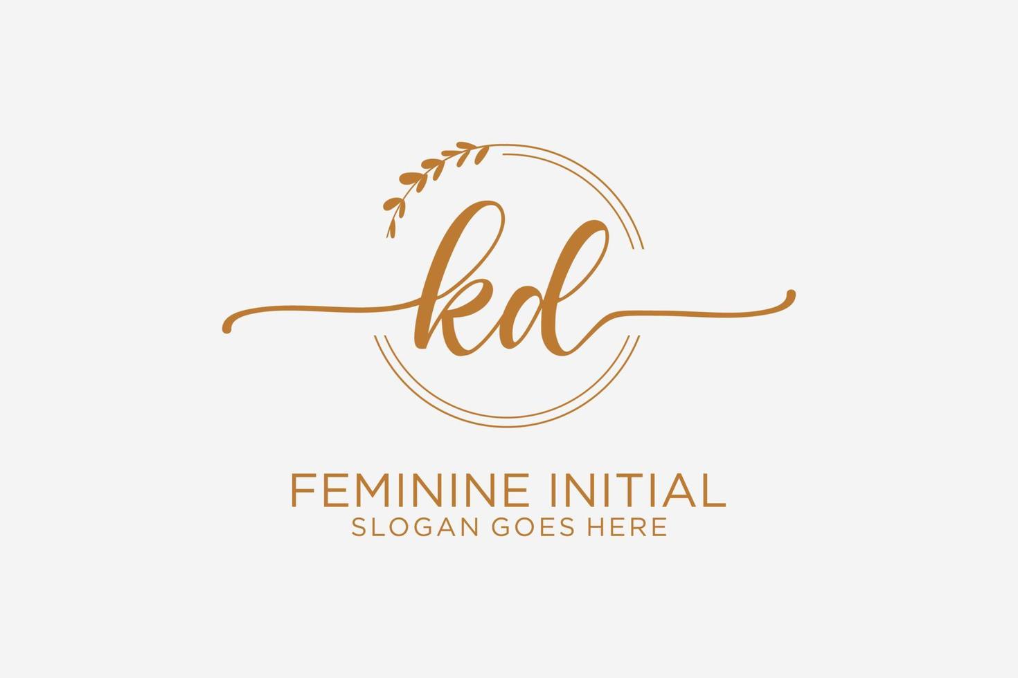 Initial KD beauty monogram and elegant logo design handwriting logo of initial signature, wedding, fashion, floral and botanical with creative template. vector