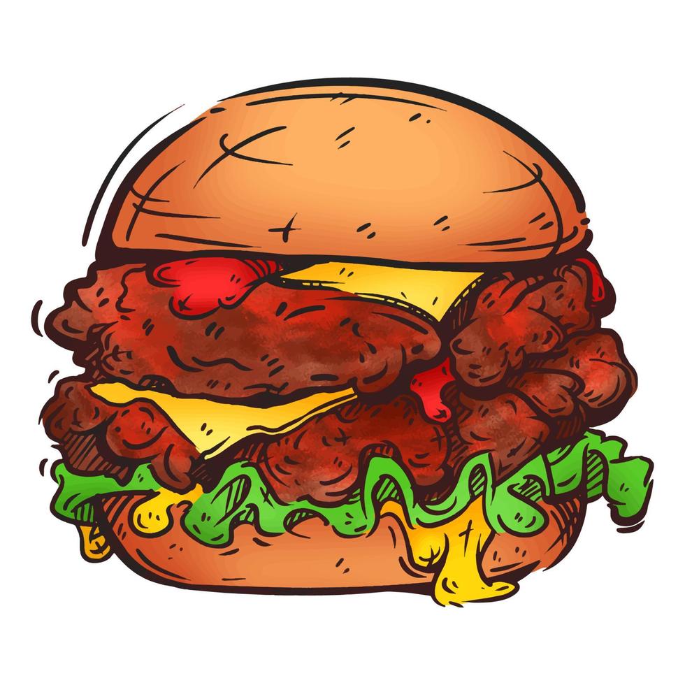 illustration beef burger vector