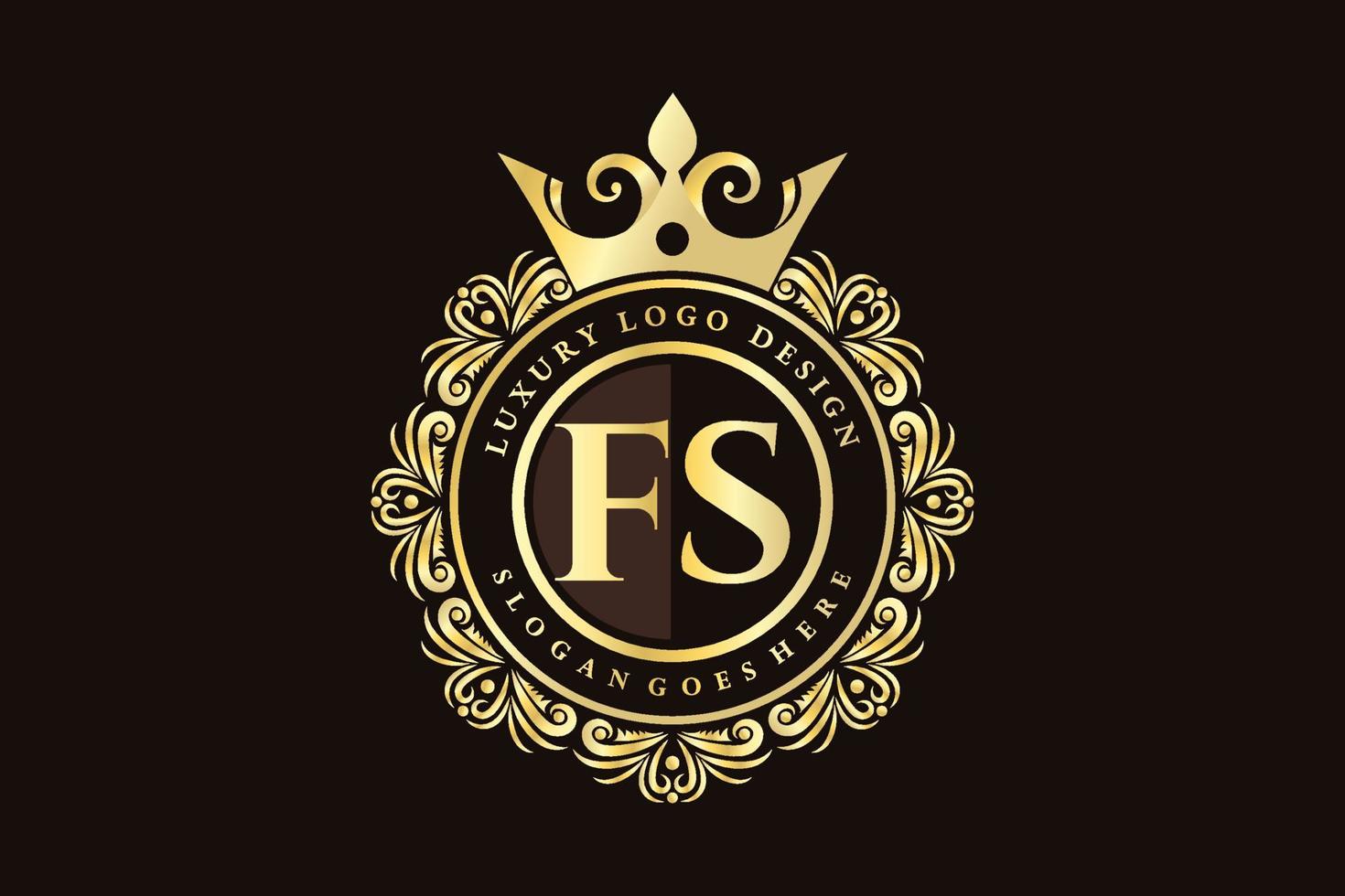 FS Initial Letter Gold calligraphic feminine floral hand drawn heraldic monogram antique vintage style luxury logo design Premium Vector