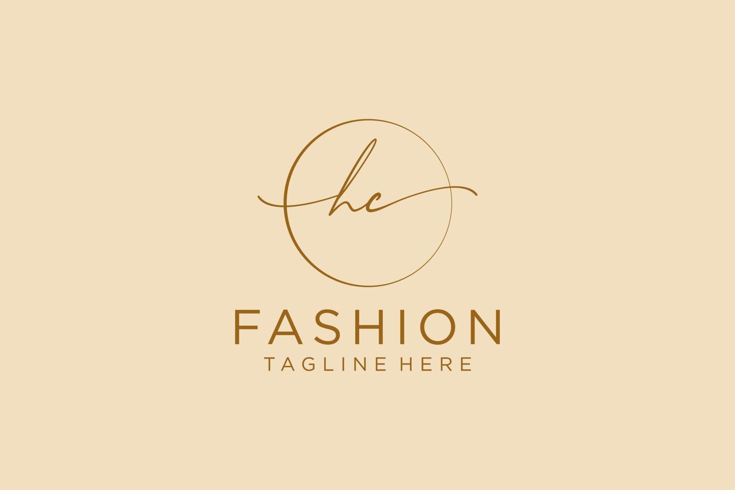 initial HC Feminine logo beauty monogram and elegant logo design, handwriting logo of initial signature, wedding, fashion, floral and botanical with creative template. vector