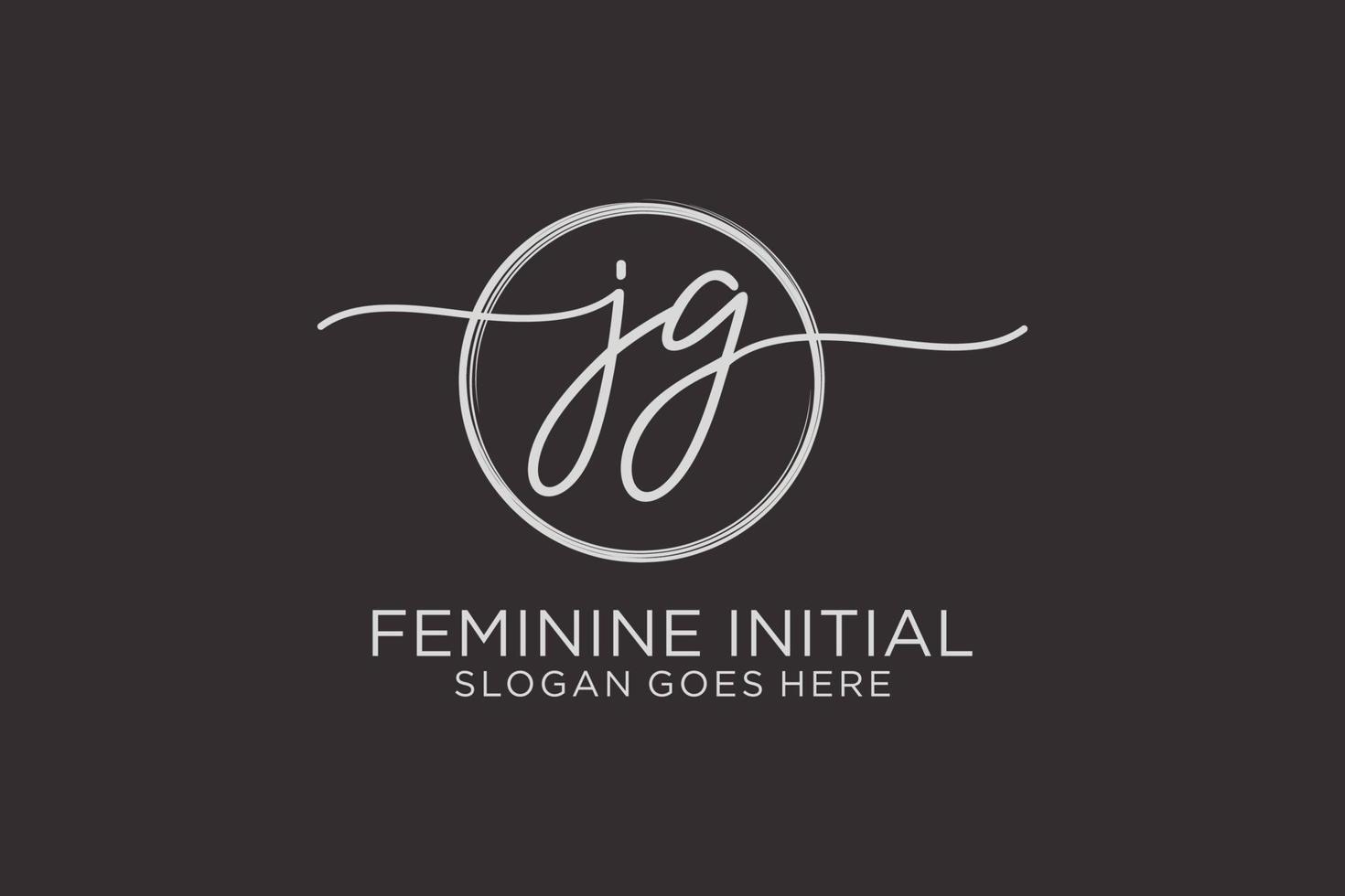 Initial JG handwriting logo with circle template vector logo of initial signature, wedding, fashion, floral and botanical with creative template.