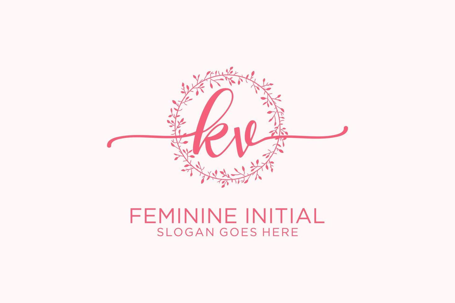 Initial KV beauty monogram and elegant logo design handwriting logo of initial signature, wedding, fashion, floral and botanical with creative template. vector