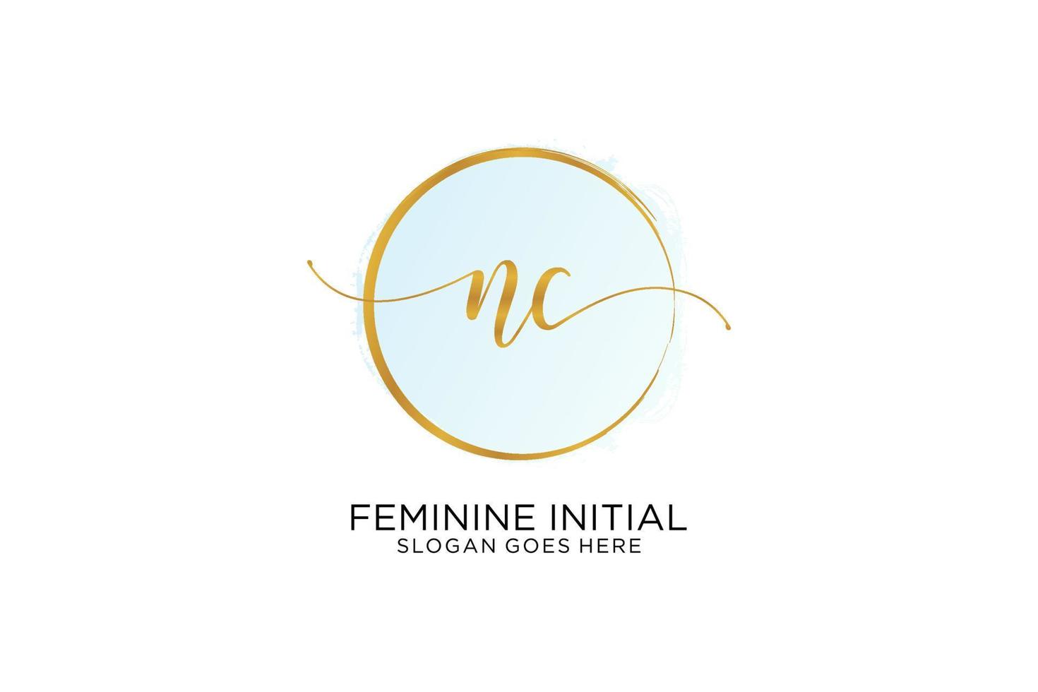 Initial NC handwriting logo with circle template vector signature, wedding, fashion, floral and botanical with creative template.