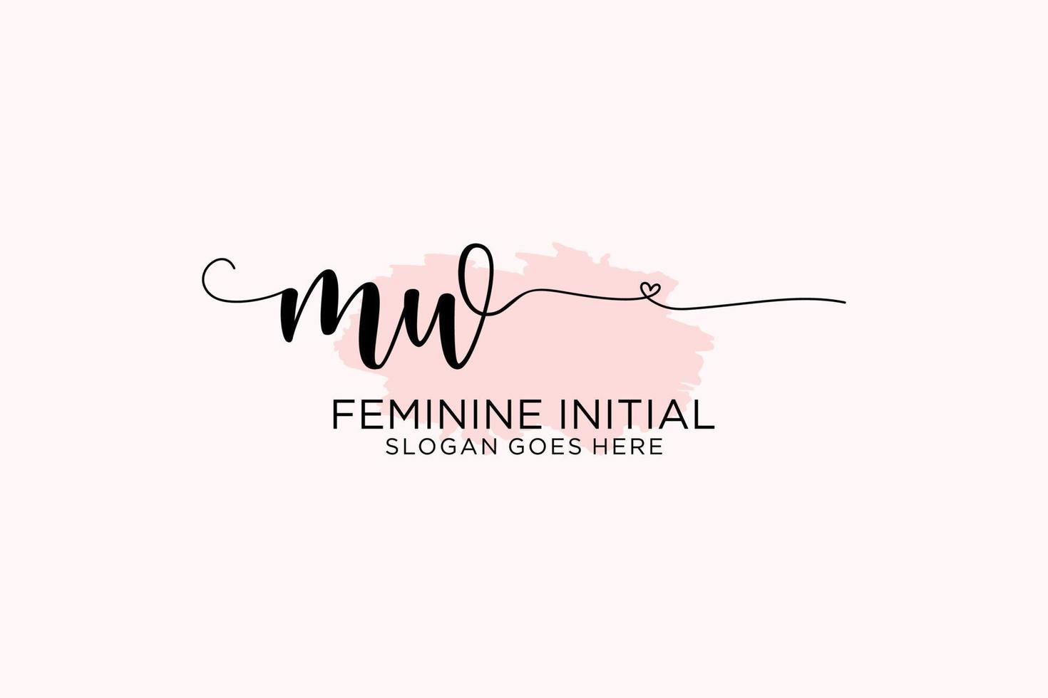 Initial MW beauty monogram and elegant logo design handwriting logo of initial signature, wedding, fashion, floral and botanical with creative template. vector