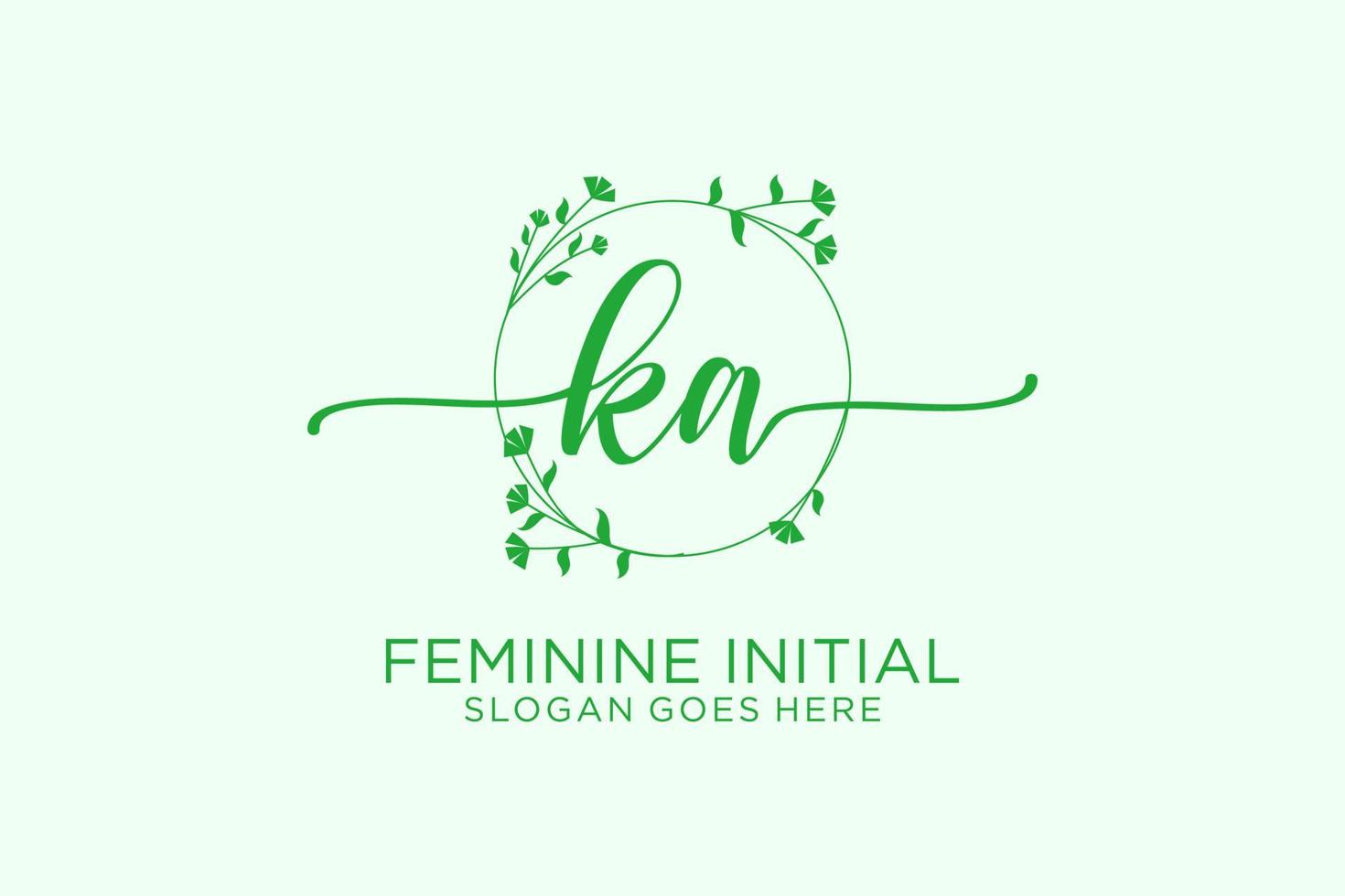 Initial KA beauty monogram and elegant logo design handwriting logo of initial signature, wedding, fashion, floral and botanical with creative template. vector