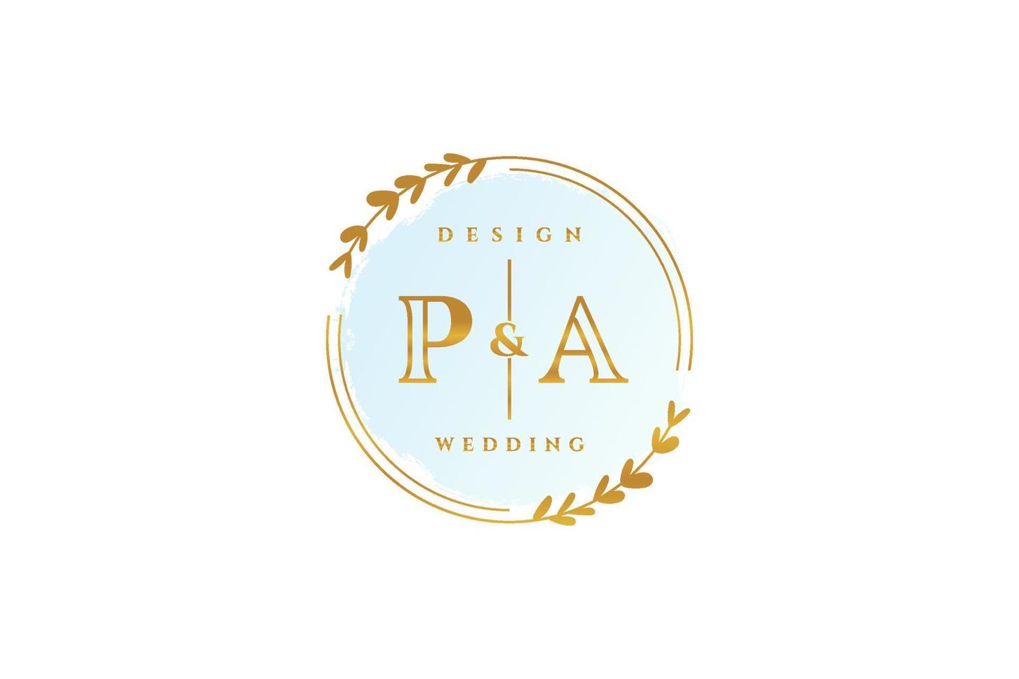 Initial PA beauty monogram and elegant logo design handwriting logo of initial signature, wedding, fashion, floral and botanical with creative template. vector