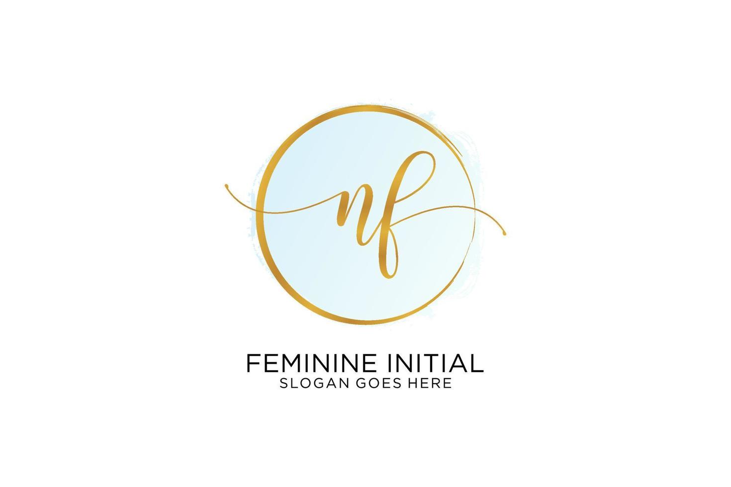 Initial NF handwriting logo with circle template vector signature, wedding, fashion, floral and botanical with creative template.