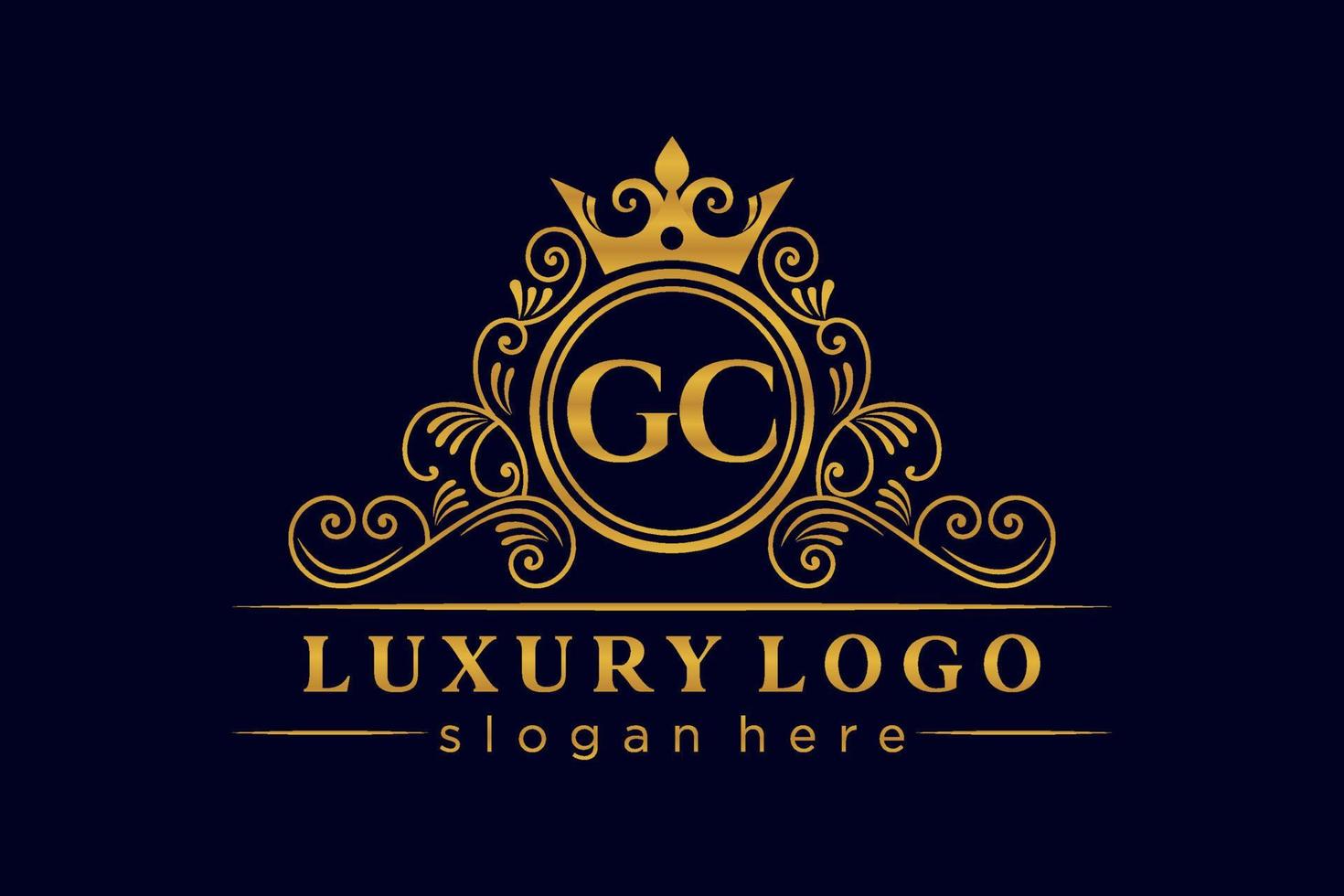 GC Initial Letter Gold calligraphic feminine floral hand drawn heraldic monogram antique vintage style luxury logo design Premium Vector