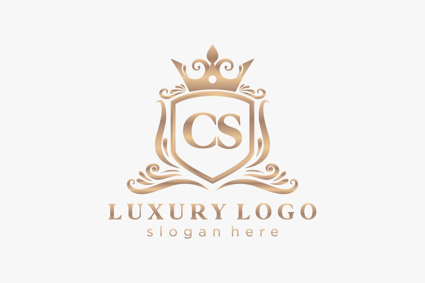 Initial CS Letter Royal Luxury Logo template in vector art for Restaurant, Royalty, Boutique, Cafe, Hotel, Heraldic, Jewelry, Fashion and other vector illustration.