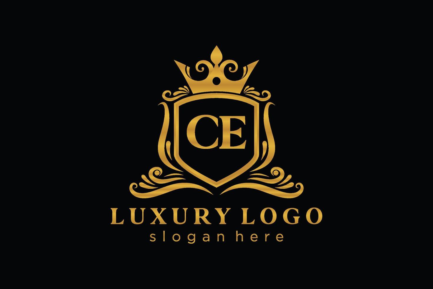 Initial CE Letter Royal Luxury Logo template in vector art for Restaurant, Royalty, Boutique, Cafe, Hotel, Heraldic, Jewelry, Fashion and other vector illustration.