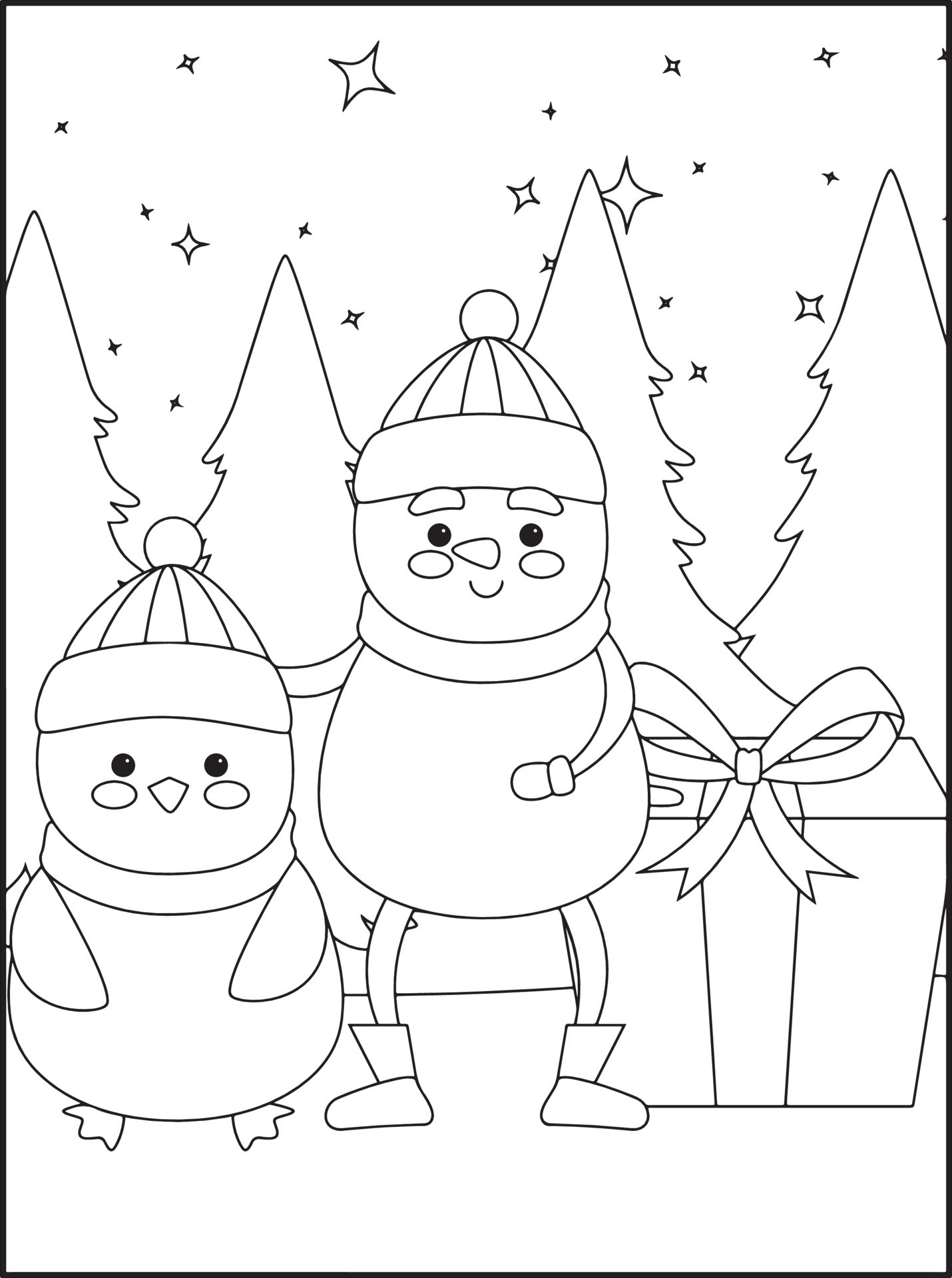 Christmas Coloring Pages For Kids 13266850 Vector Art at Vecteezy