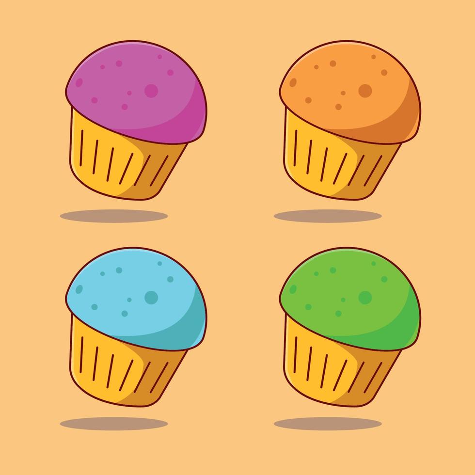 cupcake, pastelería, conjunto, iconos vector