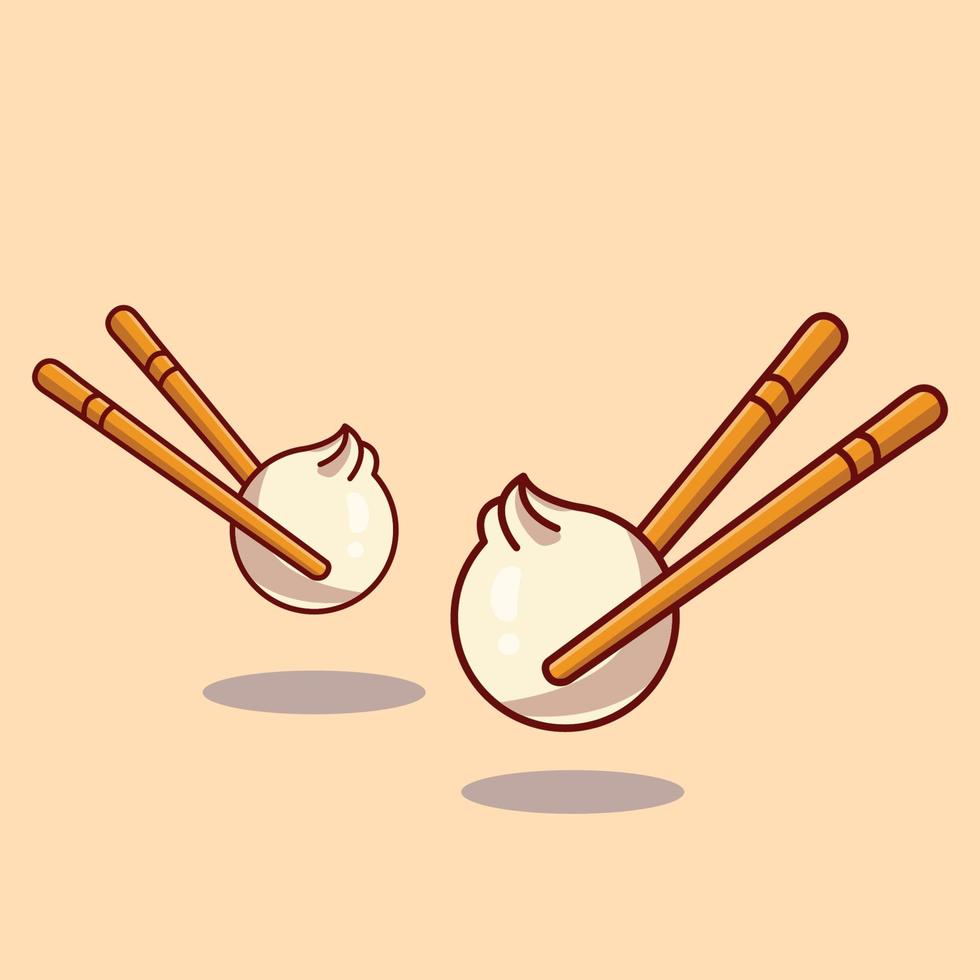 dumpling Mascot of the cute dumpling. set. vector