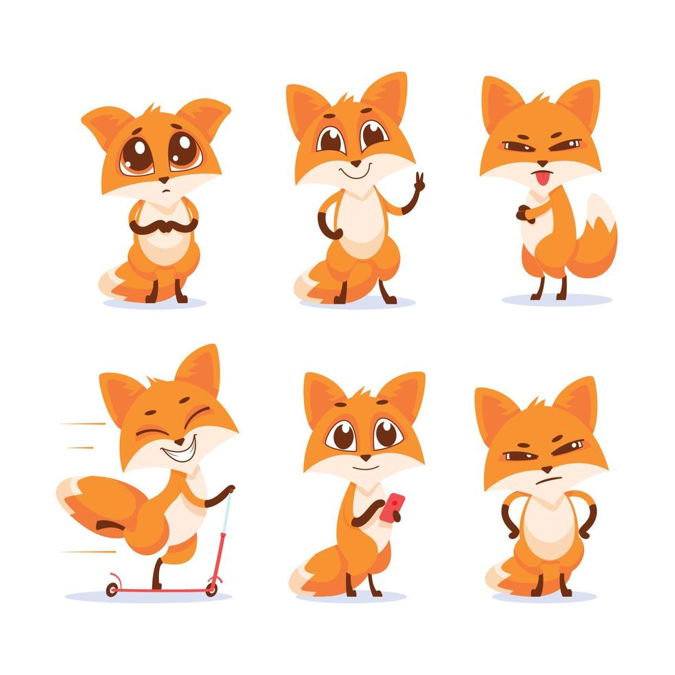 fox cute cartoon vector