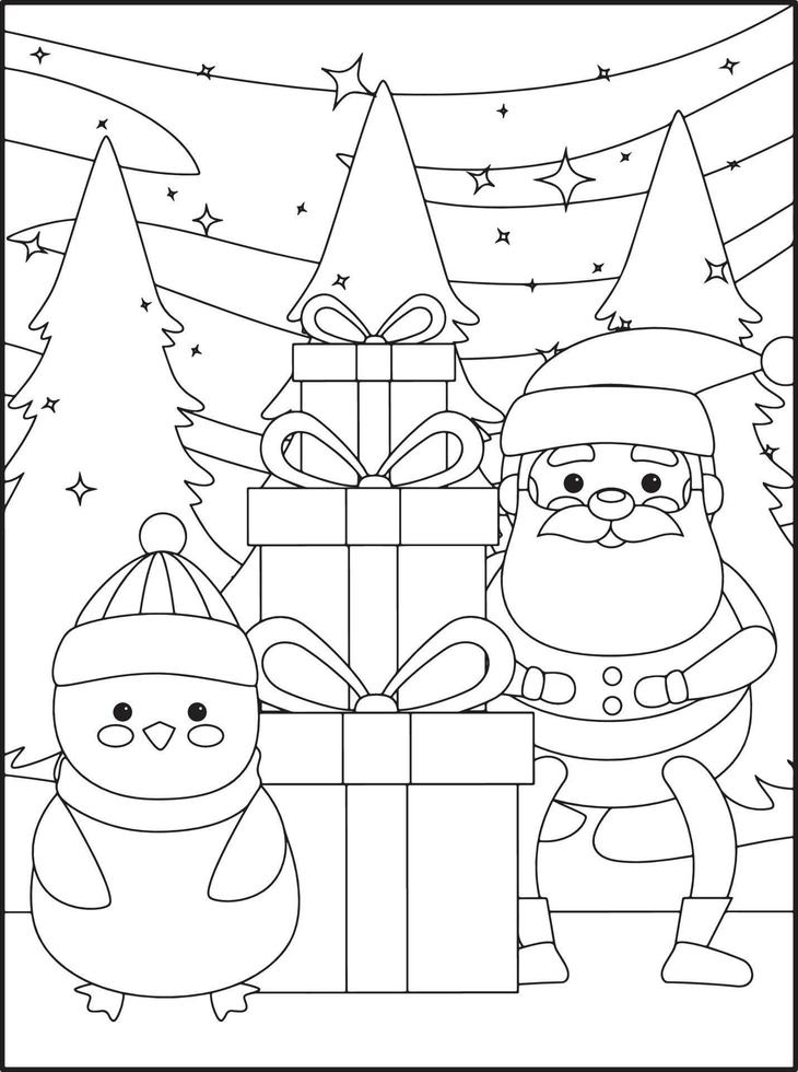 dibujos de navidad para colorear para niños vector