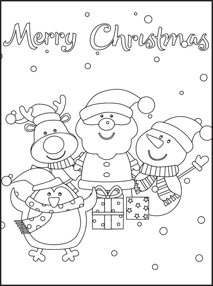 dibujos de navidad para colorear para niños vector