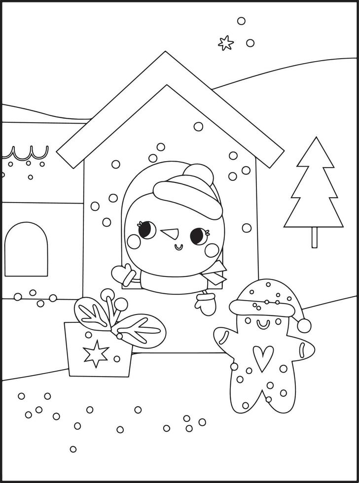 dibujos de navidad para colorear para niños vector