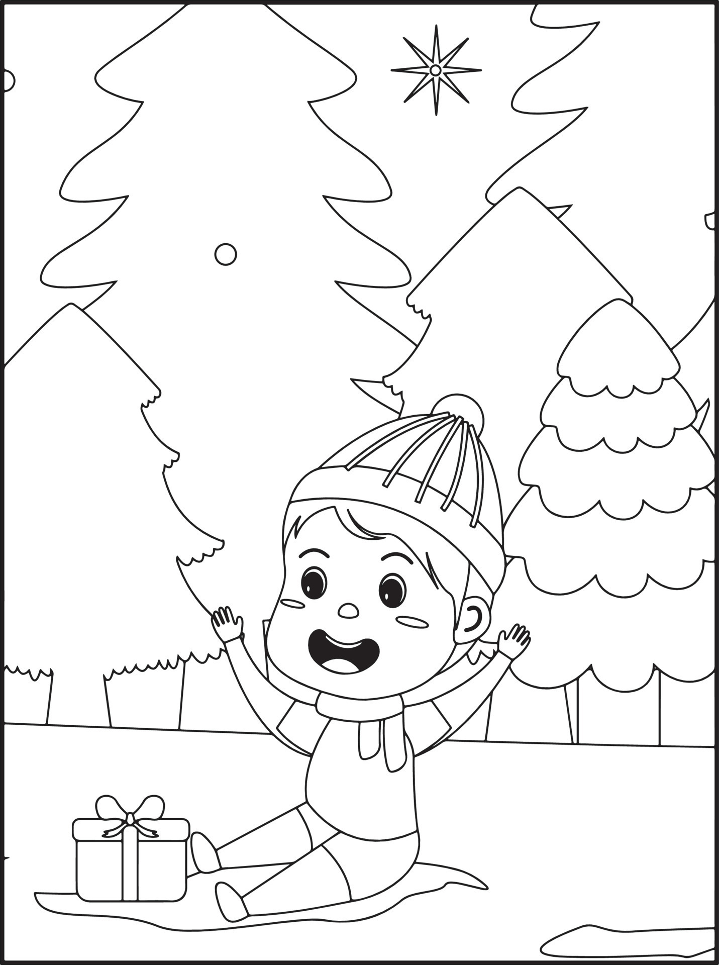 Christmas Coloring Pages For Kids 13267003 Vector Art at Vecteezy