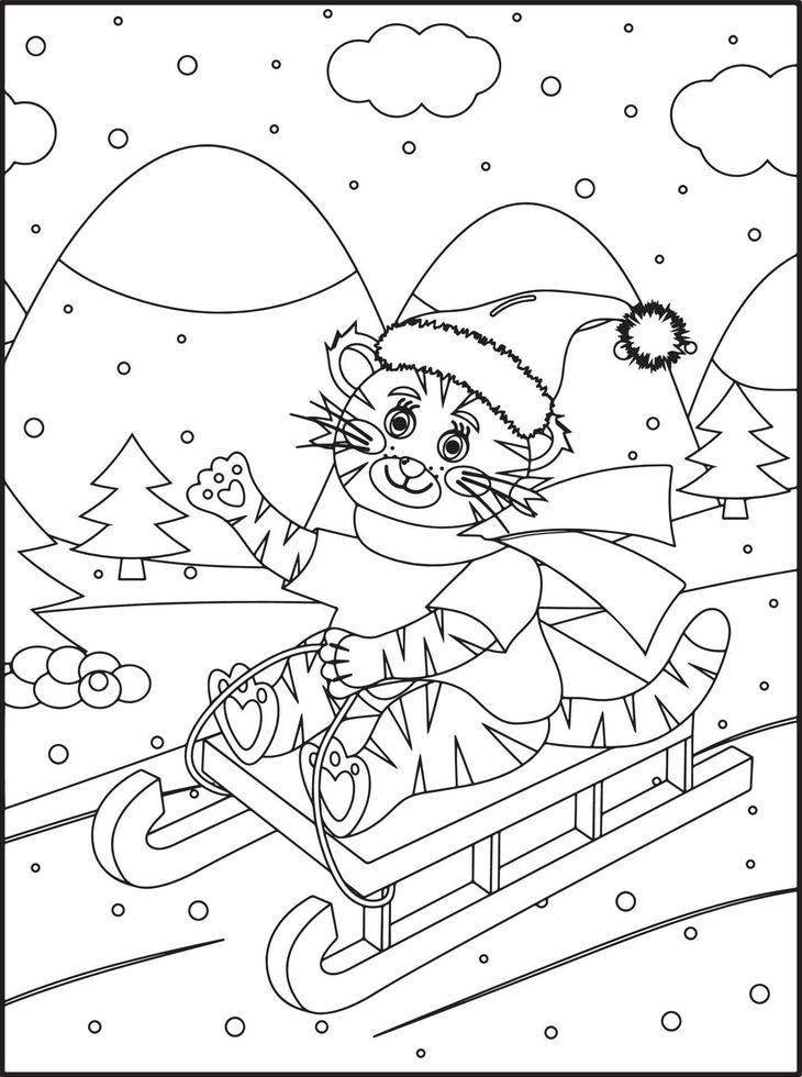 Christmas Coloring Pages For Kids vector