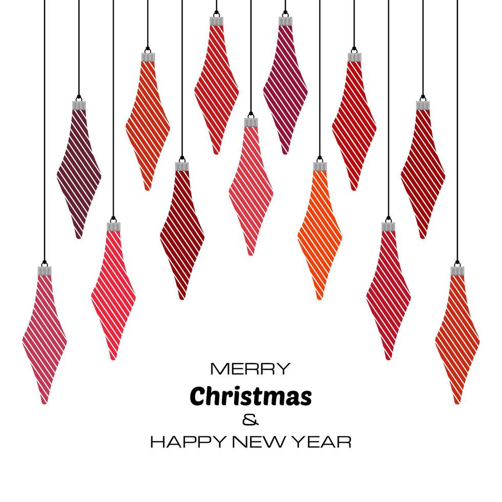 feliz navidad y feliz año nuevo fondo con bolas de navidad rojas. fondo vectorial para sus tarjetas de felicitación, invitaciones, carteles festivos. vector