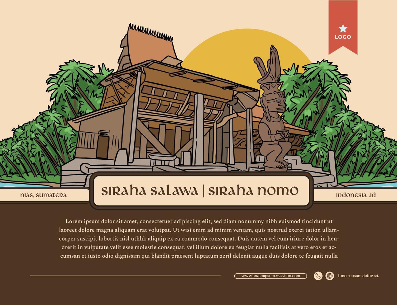 siraha salawa traditional house of nias sumatera indonesia handrawn illustration vector