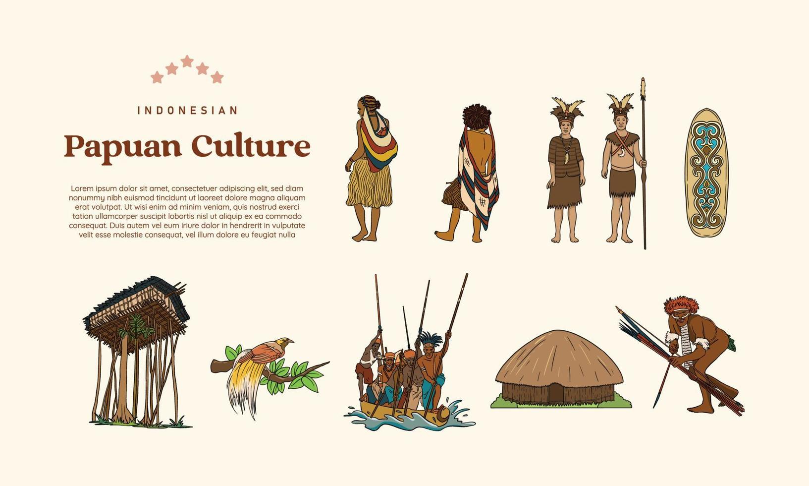 Isolated Papua culture hand drawn illustration vector