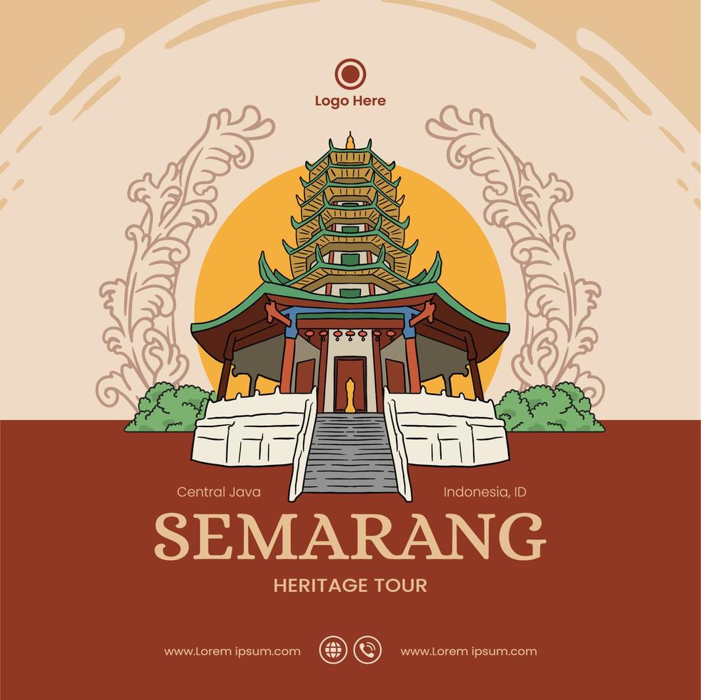 Semarang central java heritage illustration vector