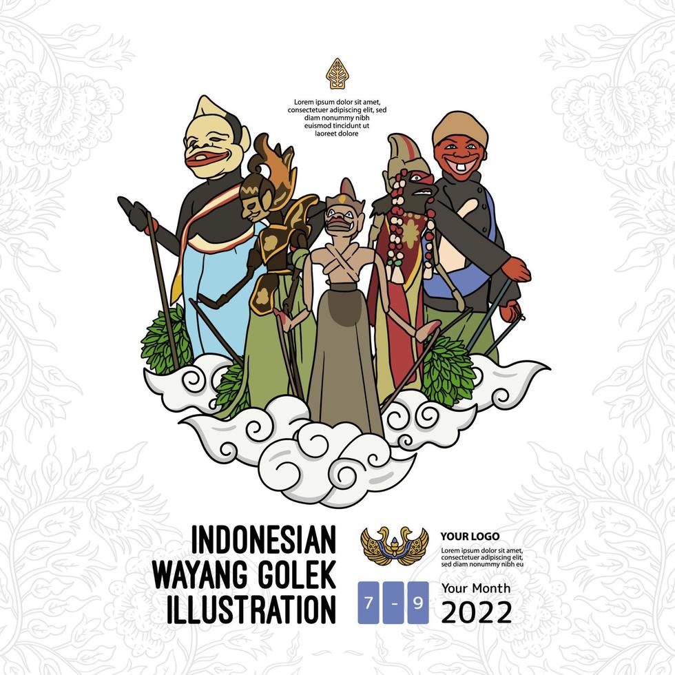 Indonesian wayang golek illustration with white background vector