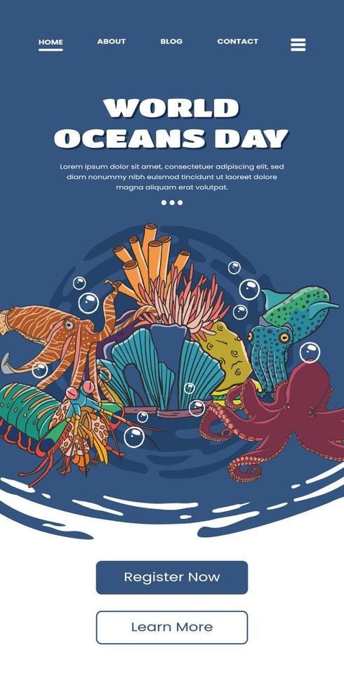 plantilla de póster con ilustración de animales marinos de indonesia vector