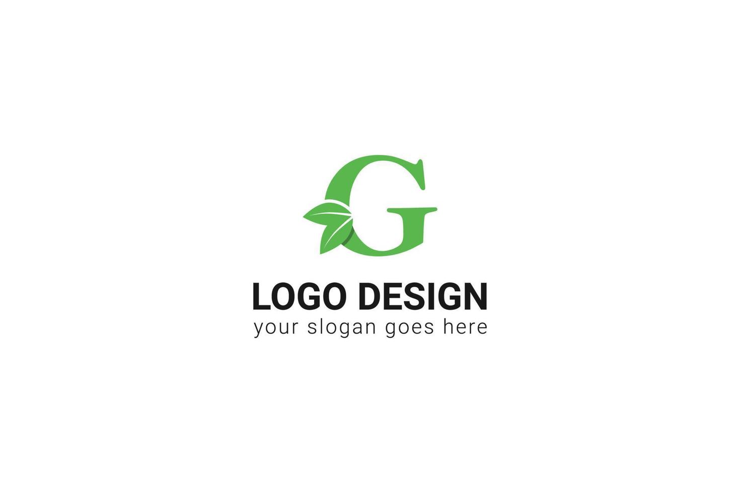 G letter eco logo with leaf. Vector typeface for nature posters, eco friendly emblem, vegan identity, herbal and botanical cards etc. Ecology G letter logo with green leaf.